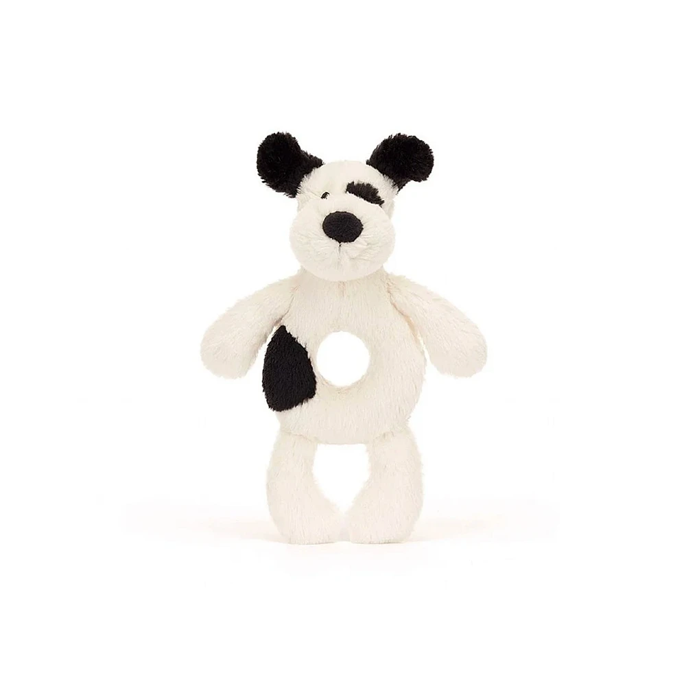 Peluche Hochet Chiot Noir & Crème