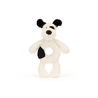 Peluche Hochet Chiot Noir & Crème