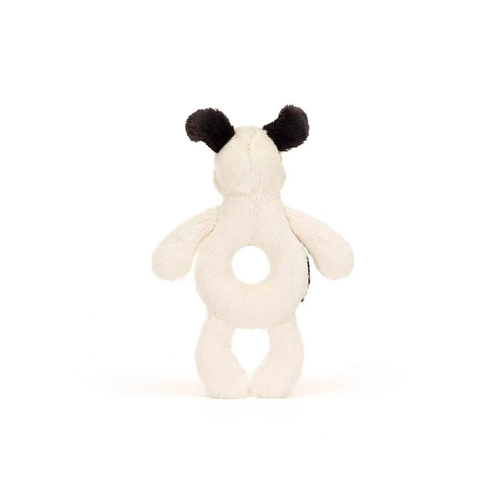 Peluche Hochet Chiot Noir & Crème