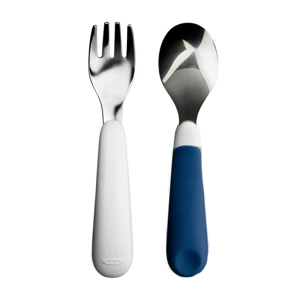OXO Tot On-the Go Fork and Spoon Set - Navy