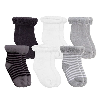 Terry Socks 6pk Black Newborn