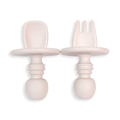 Silicone Fork + Spoon Set - Pink