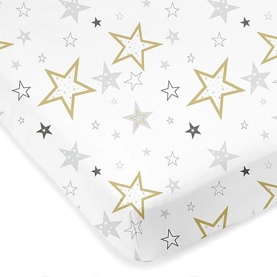 Percale Crib Sheet - Golden Stars