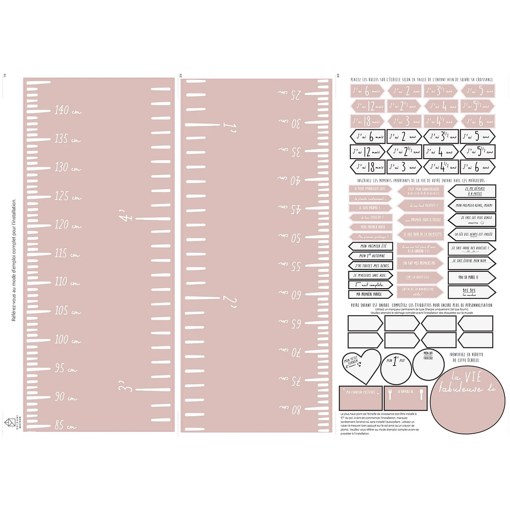 Échelle de Croissance Moderne luxe Rose