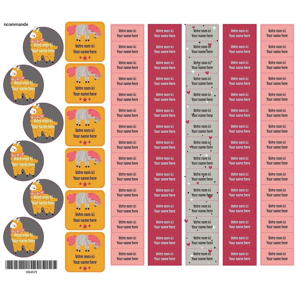 School Name Labels - Llamas