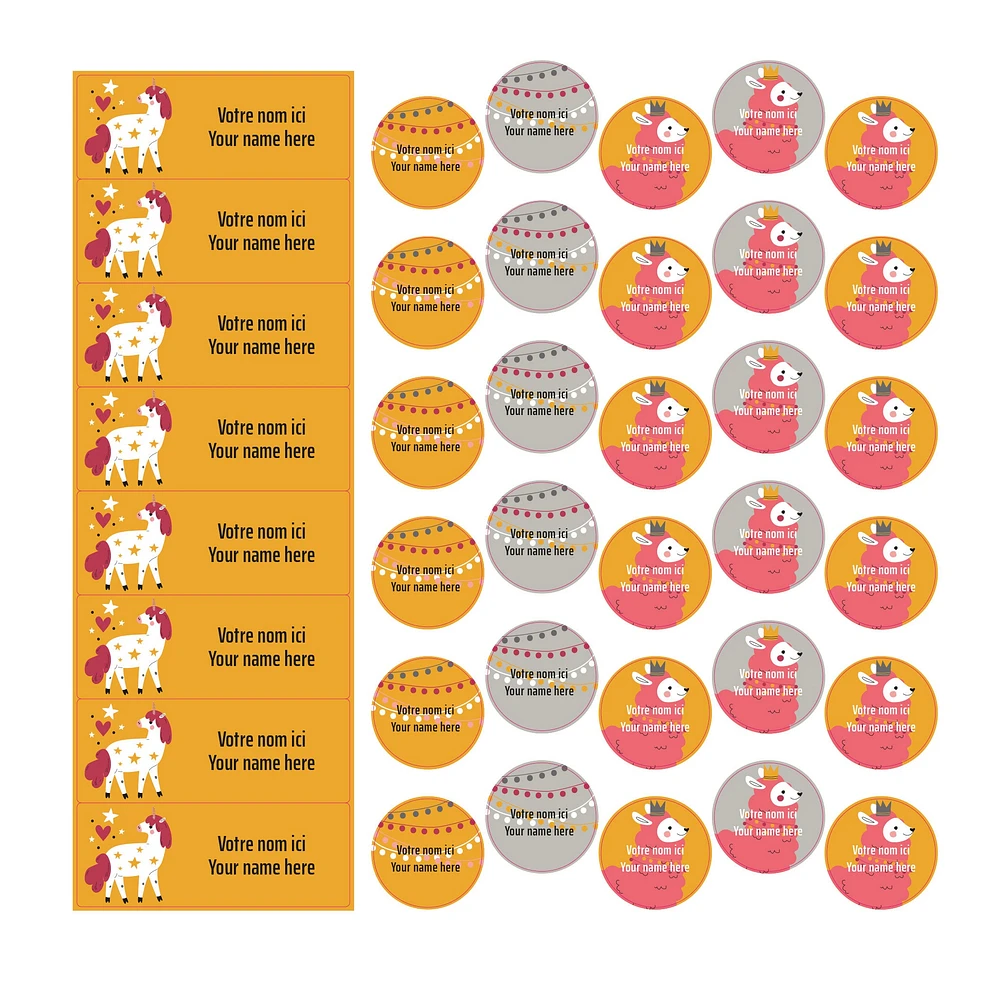 School Name Labels - Llamas