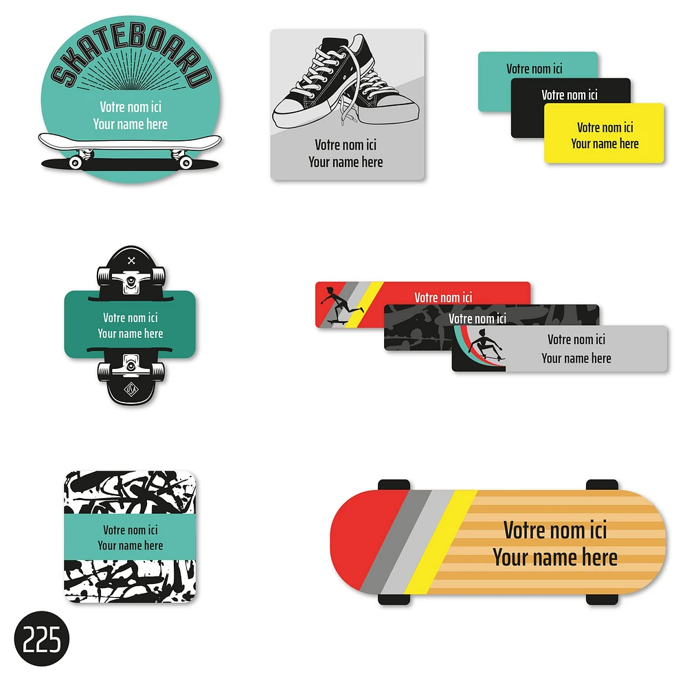 School Name Labels - Skateboard