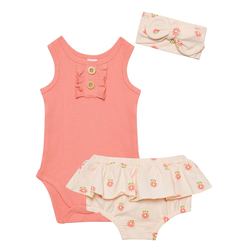 Ensemble Bloomer 3 Pièces Fleurs 3-24mois