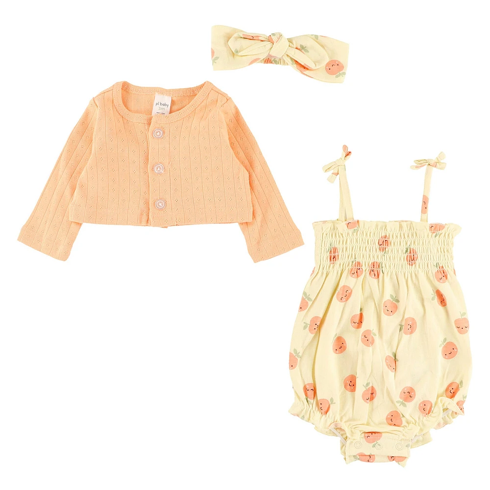 Ensemble Cardigan 3 Pièces Oranges 3-24mois