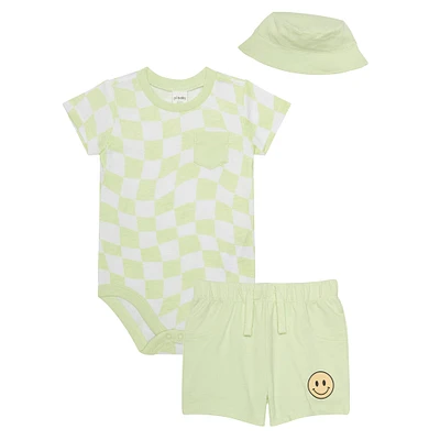 Checks 3 Pieces Short Set 0-9m