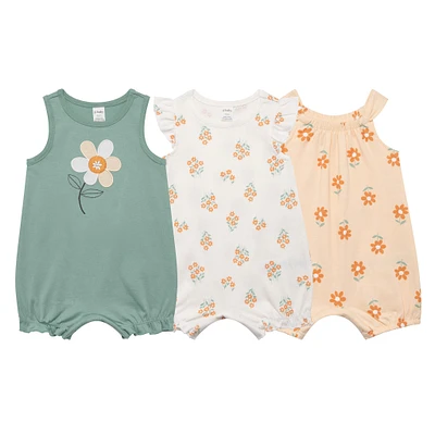 Barboteuse Ensemble de 3 Fleurs 3-24mois