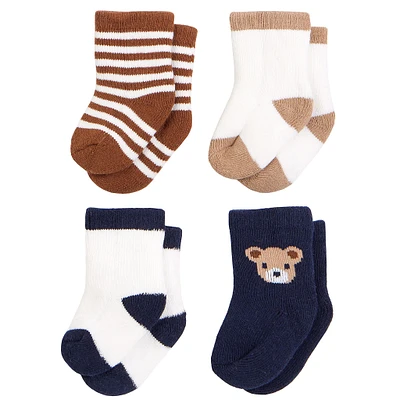 Bear 4 Pack Socks 0-6m