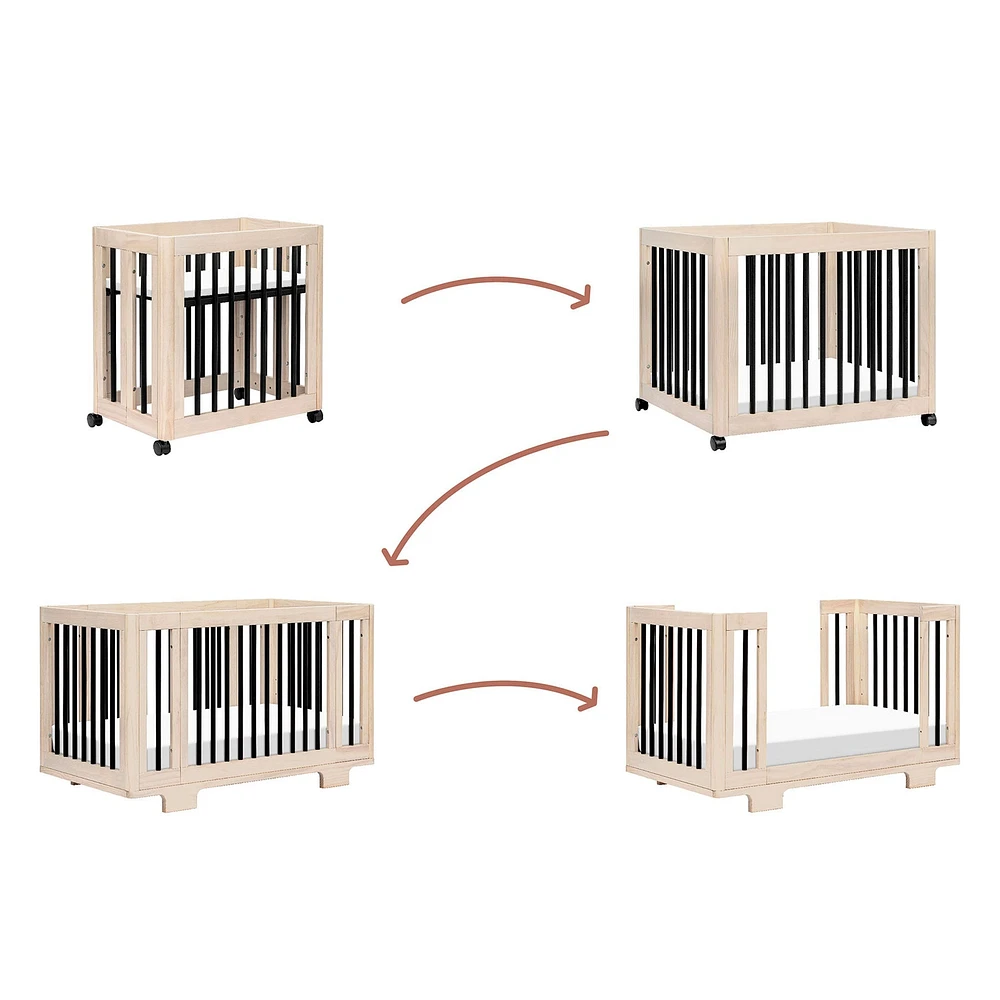Yuzu 8-in-1 Convertible Crib - Washed Natural / Black