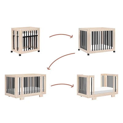 Yuzu 8-in-1 Convertible Crib - Washed Natural / Black