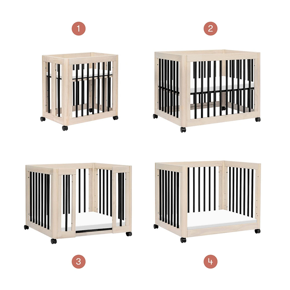 Yuzu 8-in-1 Convertible Crib - Washed Natural / Black