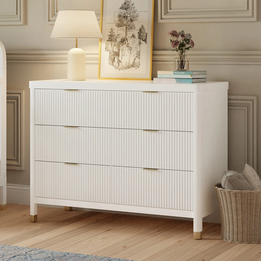 Brimsley Tambour 6-Drawer Assembled Dresser - Warm White