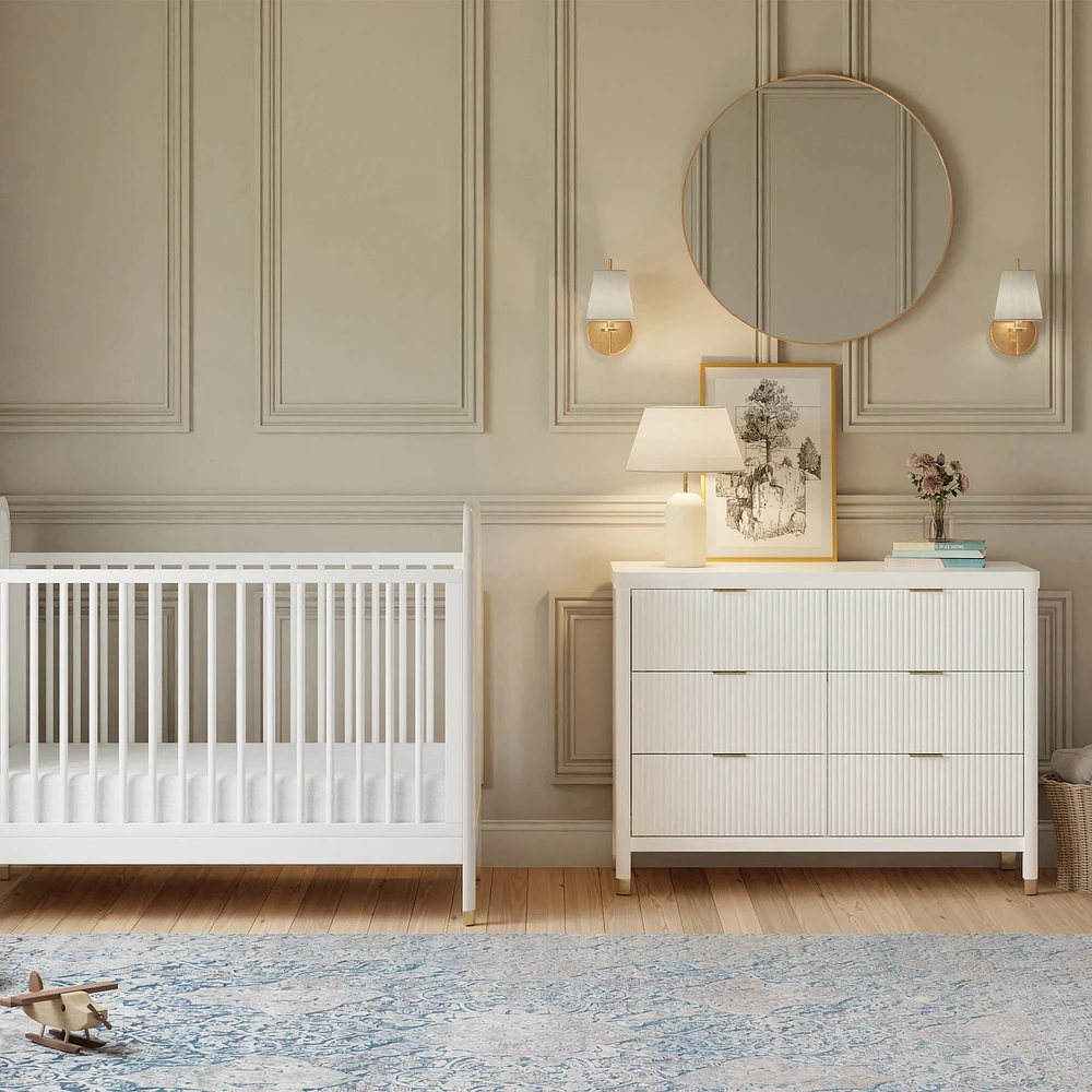 Brimsley Tambour 6-Drawer Assembled Dresser - Warm White