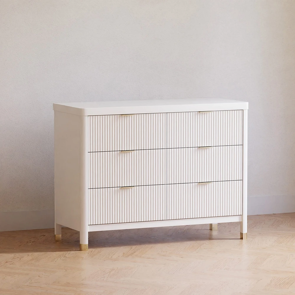 Brimsley Tambour 6-Drawer Assembled Dresser - Warm White