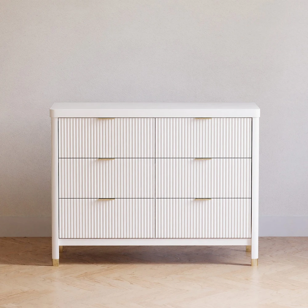 Brimsley Tambour 6-Drawer Assembled Dresser - Warm White