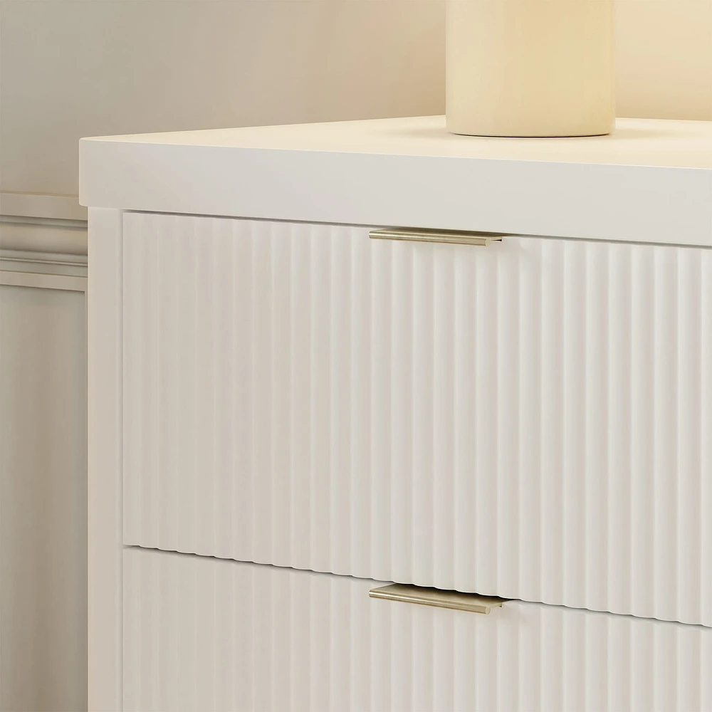 Brimsley Tambour 6-Drawer Assembled Dresser - Warm White
