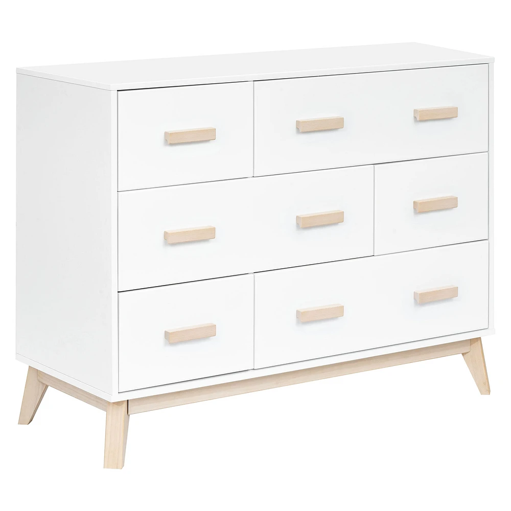Commode 6 tiroirs Scoot - Blanc / Naturel Lavé