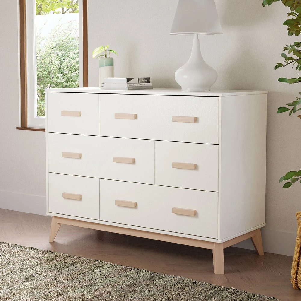 Commode 6 tiroirs Scoot - Blanc / Naturel Lavé