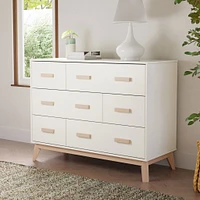 Commode 6 tiroirs Scoot - Blanc / Naturel Lavé