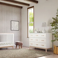 Commode 6 tiroirs Scoot - Blanc / Naturel Lavé