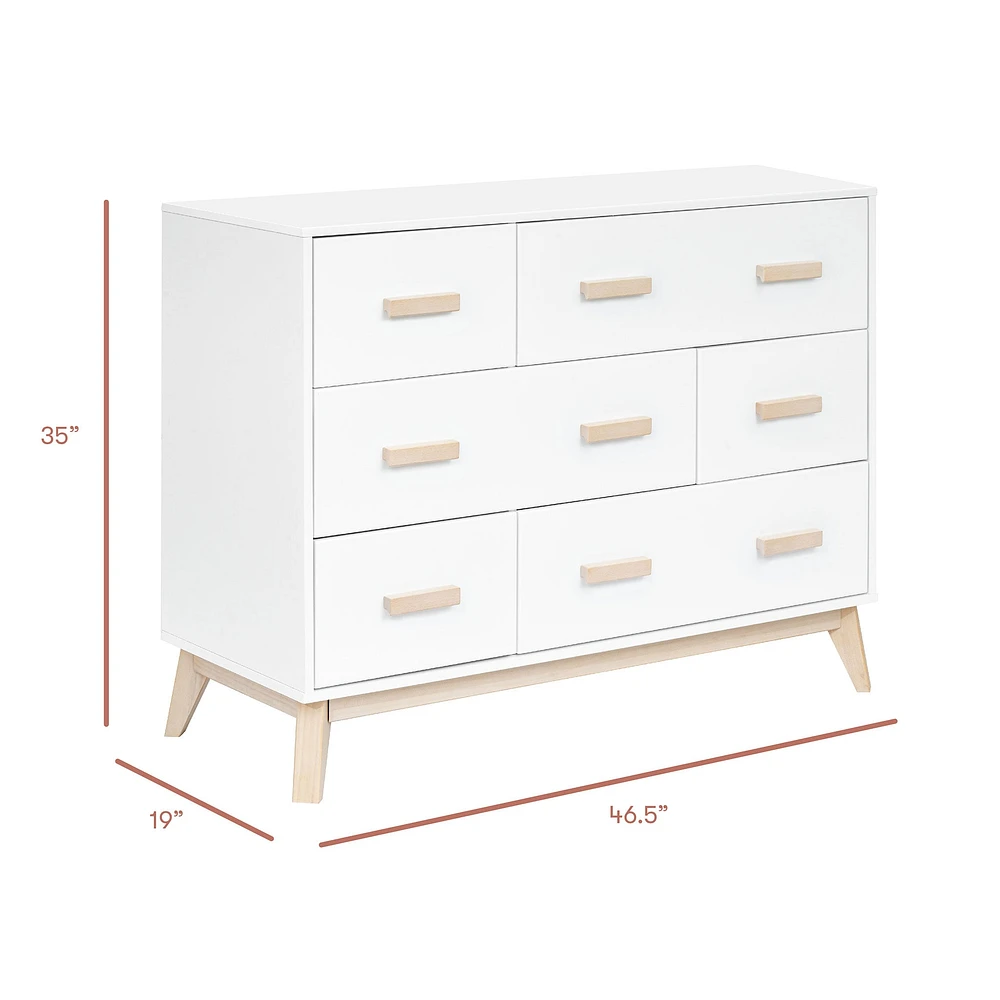 Commode 6 tiroirs Scoot - Blanc / Naturel Lavé