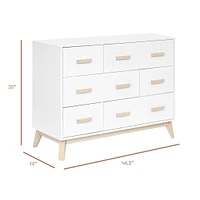 Commode 6 tiroirs Scoot - Blanc / Naturel Lavé