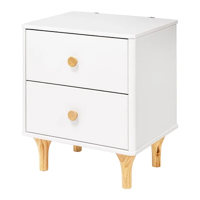 Table de Nuit Lolly avec Port USB - Blanc et Naturel