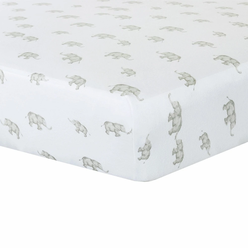 Drap Contour pour Lit de Bébé - Éléphant Gris