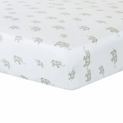 Crib Fitted Sheet - Grey Elephant