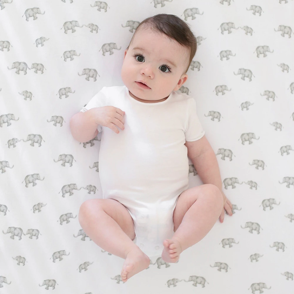 Drap Contour pour Lit de Bébé - Éléphant Gris