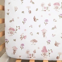 Cotton Jersey Crib Fitted Sheet - Mushroom House