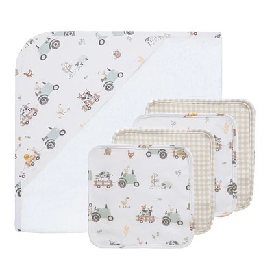 5 Pieces Bath Gift Set - Tractor Ride