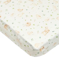 Bamboo Muslin Fitted Crib Sheet - Bunny Meadow