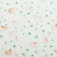 Bamboo Muslin Fitted Crib Sheet - Bunny Meadow
