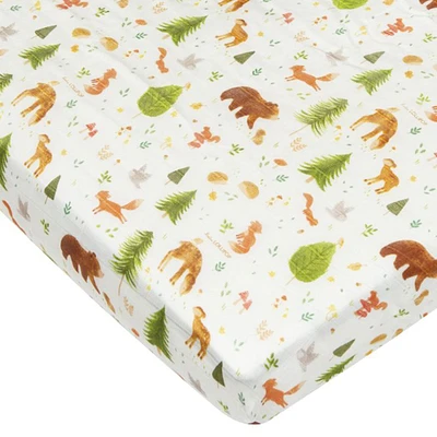 Bamboo Muslin Fitted Crib Sheet - Forest Friends
