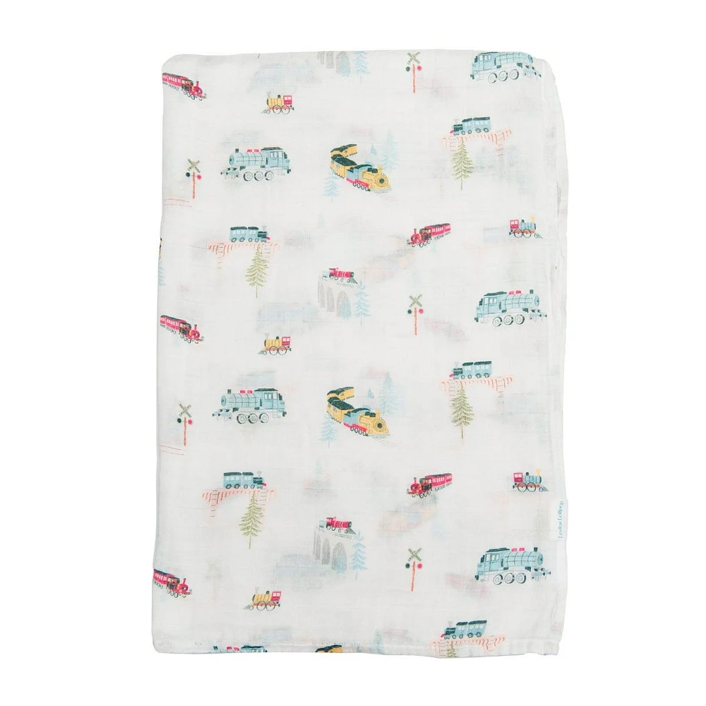 Bamboo Muslin Swaddle Blanket - All Aboard