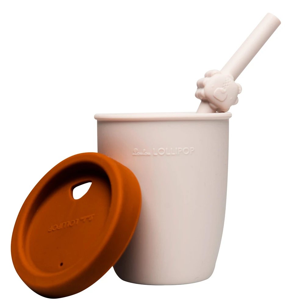 Kids Silicone Cup with Straw - Lion