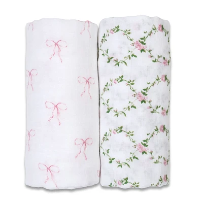Cotton Muslin Swaddle (2) - Bows