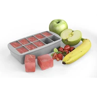 Silicone Baby Food Freezer Tray with Lid - Grey