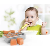 Silicone Baby Food Freezer Tray with Lid - Grey