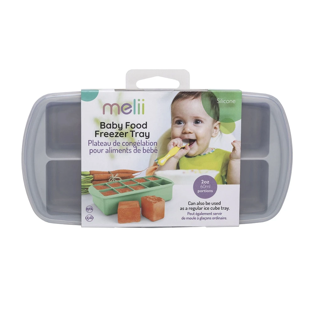 Silicone Baby Food Freezer Tray with Lid - Grey
