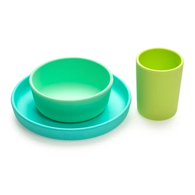 Ensemble de Vaisselle en Silicone 3 Pièces - Bleu