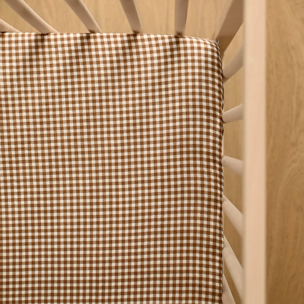 Drap Contour Lit De Bébé - Vichy Brun