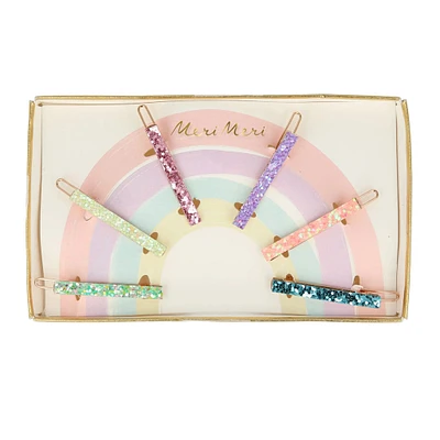 Glitter Rainbow Hair Clips (6)
