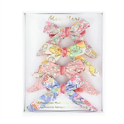 Floral  Pattern Bow Hair Clips (4)