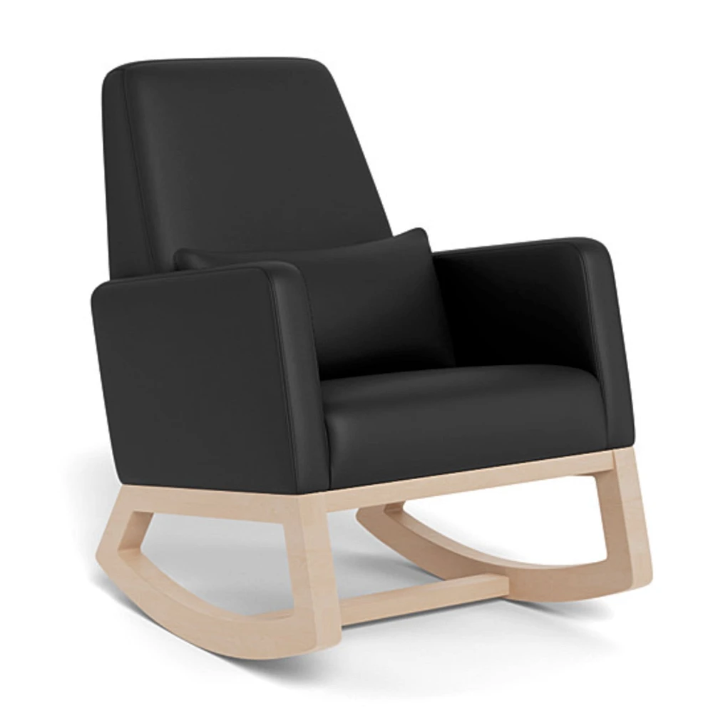 Joya Rocking Chair - Black Leather / Natural Wood